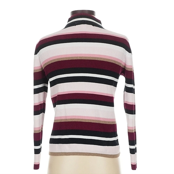Karen Scott Women's Striped Sweater - Pink, Black, White, Brown - Picture 7 of 8